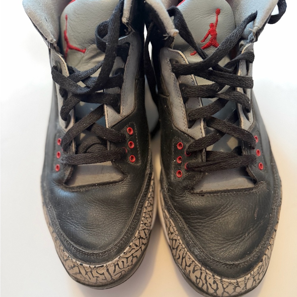 Men's Nike Jordan Retro 3 Black and Gray ‘Cement’ Football Cleats
